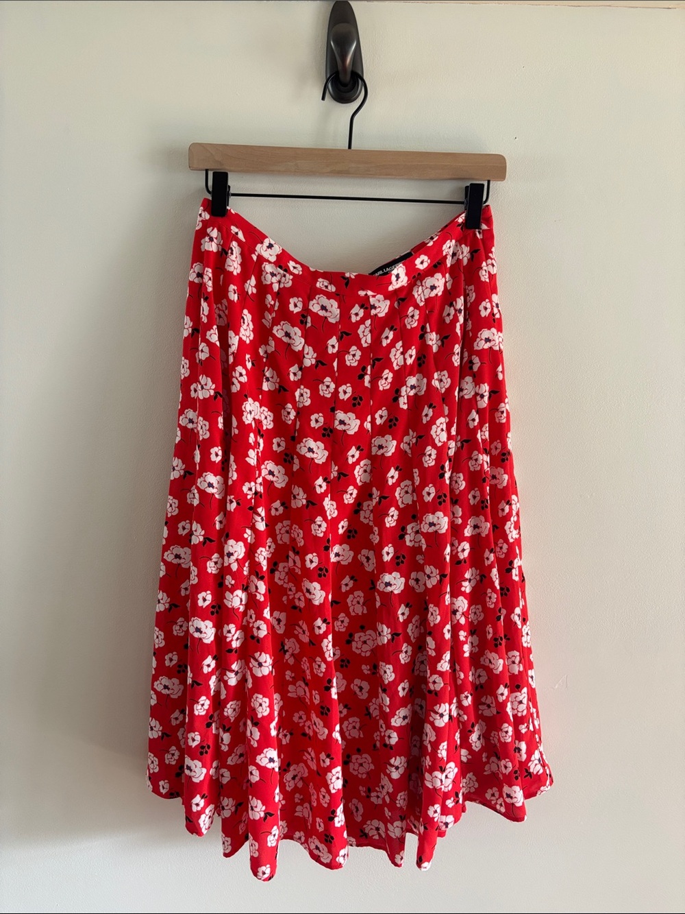 Karl Lagerfeld • Red Floral Circle Skirt